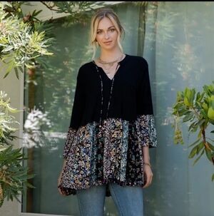 YT3 Floral Black Women's Top